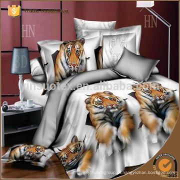 Hebei suppier próprio conjunto de cama, design de tigre, 3d cama conjuntos edredom / edredão / quilt tampa folha de cama